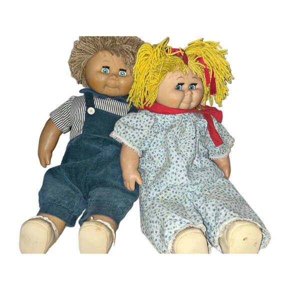Vintage David Craft Inc. Cabbage Patch Style Sleepy Eye Dolls Set of 2 - Picture 1 of 5
